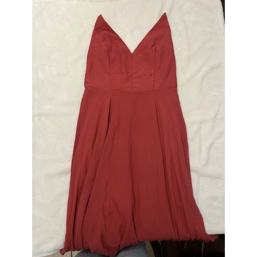 Lulus Women's Midi Dress Burnt Orange Red Solid, Starkly, Criss Cross Back